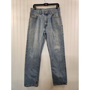 Levis 505 Regular Fit Straight Leg Jeans Mens 32x32 Light Wash Blue Vintage 90s